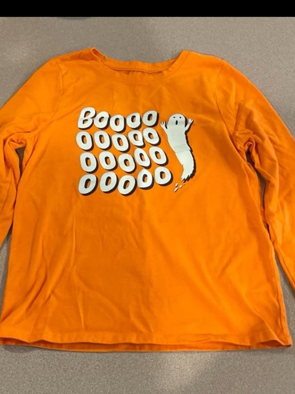 Cat & Jack glow in the dark Long Sleeve "Boo" Ghost Halloween Shirt size 8